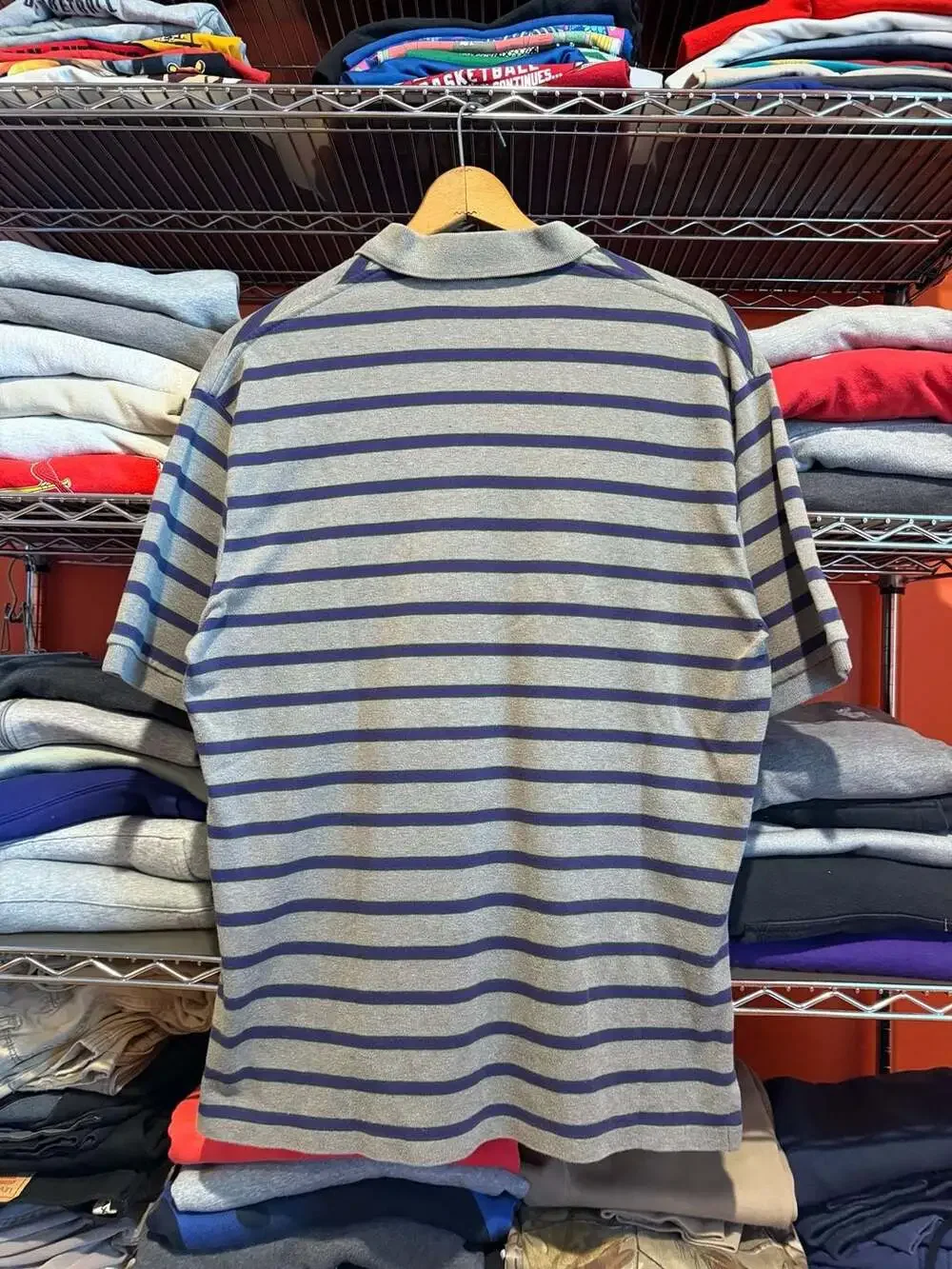 Polo Ralph Lauren Striped Polo Shirt Size L Gray Purple Cotton